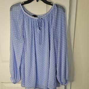 Talbots‎ Sky Blue Polka Dot Blouse